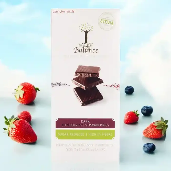 Balance Tablette de chocolat Noir Myrtilles & Fraise Stevia