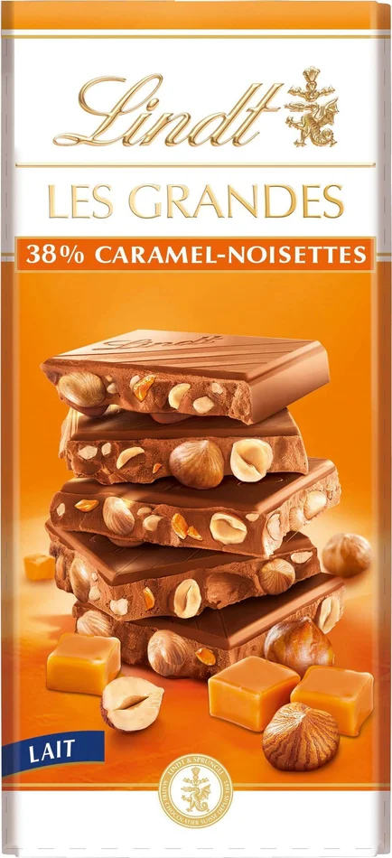 Lindt Tablette « Les Grandes » – Caramel & Noisettes, 150 g