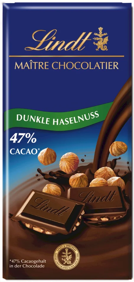 Lindt Tablette « Maître Chocolatier » – Noir Noisettes, 100 g