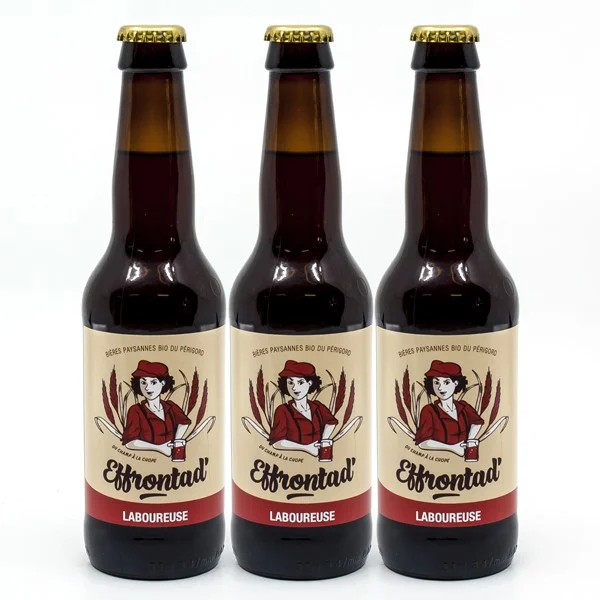 Lot de 3 Bières Ambrées Artisanales Laboureuse Brasserie Effrontad&rsquo; BIO 33cl