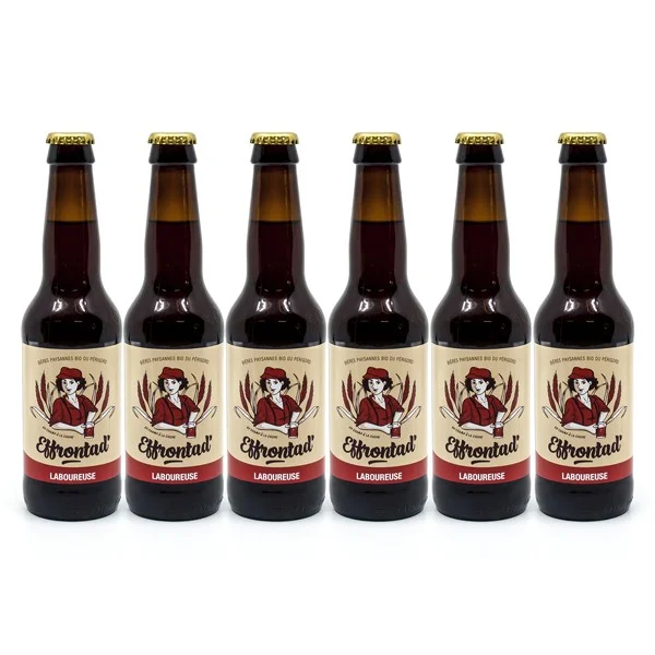 Pack de 6 Bières Ambrées Artisanales Laboureuse Effrontad&rsquo; Bio 33cl