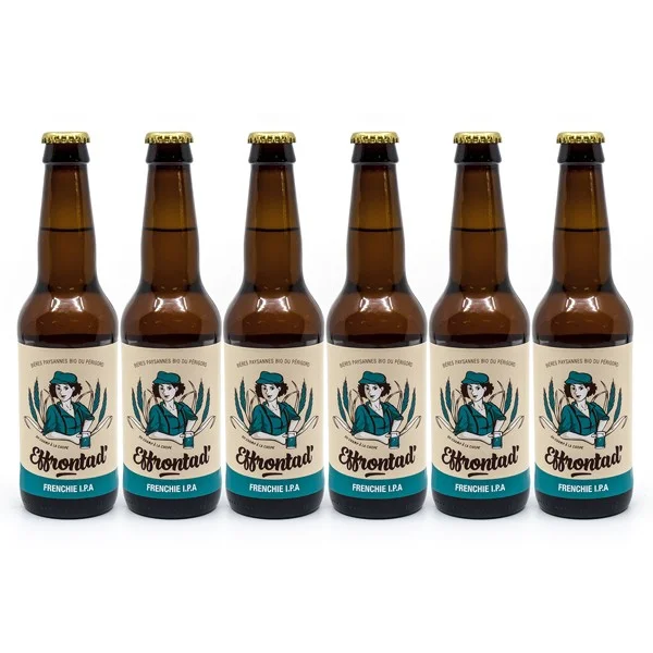 Pack de 6 Bières Blanches Artisanales Frenchies IPA Brasserie Effrontad&rsquo; Bio 33cl