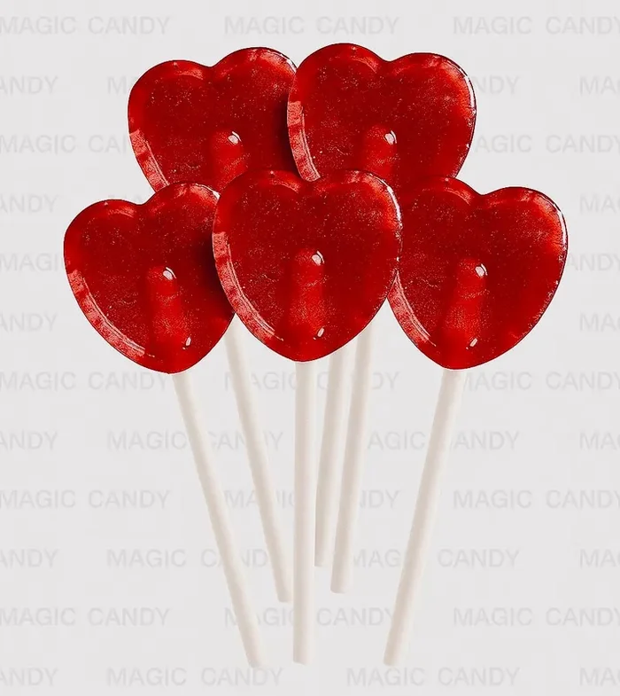 Sucettes cœur rouge – Lot de 5