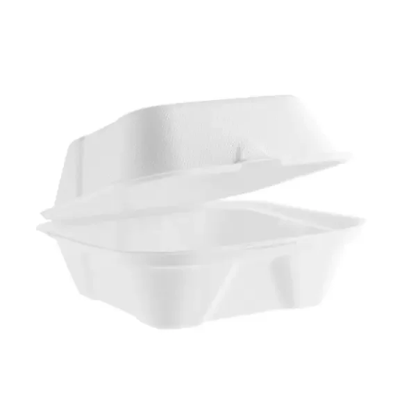 VEGWARE – BOITE BURGER BAGASSE BLANC COMPOSTABLE 15x15CM x50